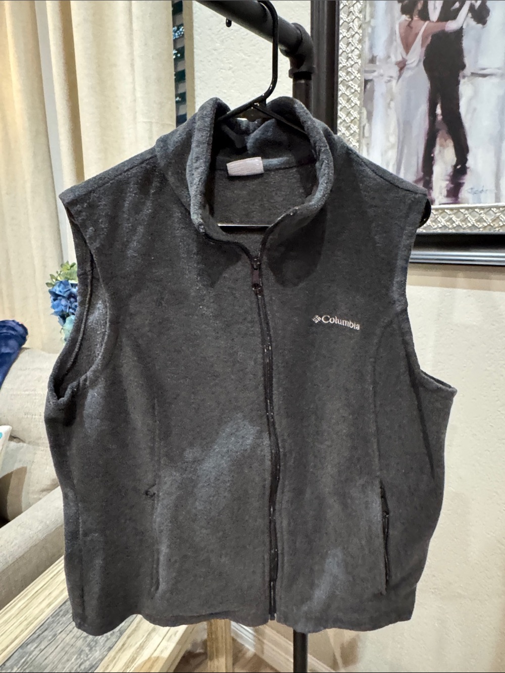 Columbia Gray Full-Zip Fleece Vest